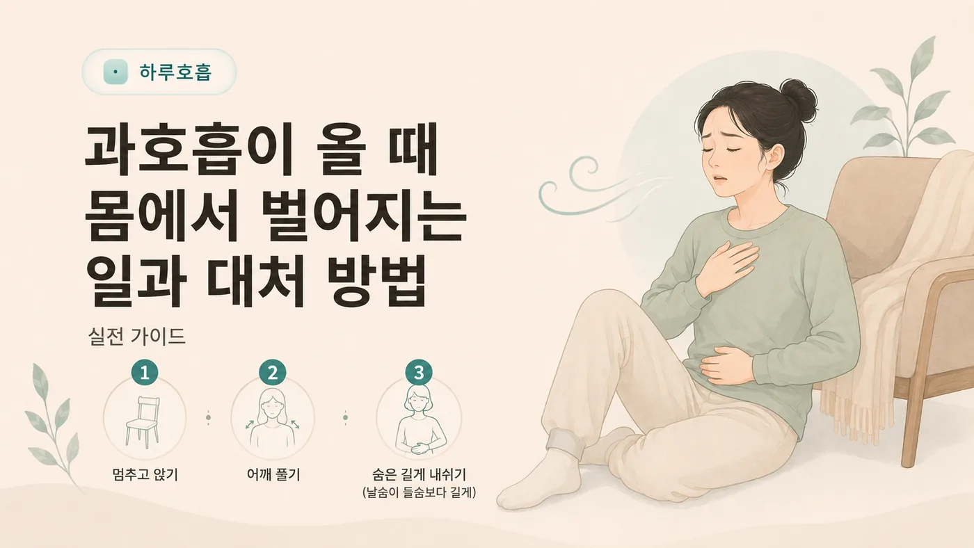 과호흡이 올 때 대처 방법 3단계 일러스트