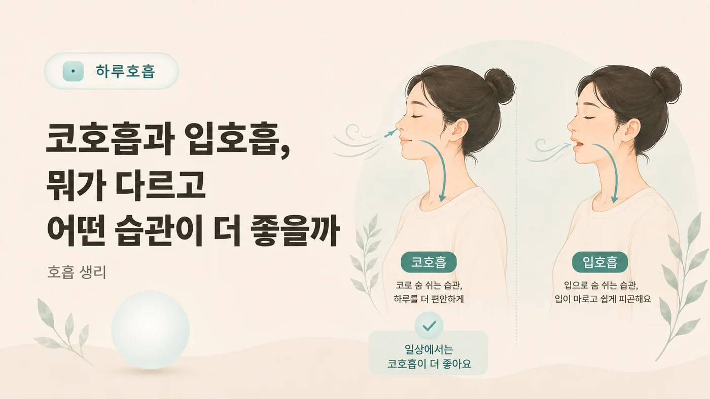 코호흡과 입호흡의 차이를 비교하는 일러스트
